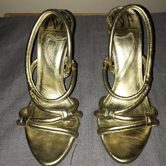 Diane Von Furstenberg Shoes - Diane von Furstenberg Gold Heeled Sandals